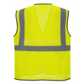 100% Polyester Breathable Mesh High Visibility Reflektierende Verkehrsweste Sicherheitsjacke Mit Klettverschluss Und Taschen Gelb